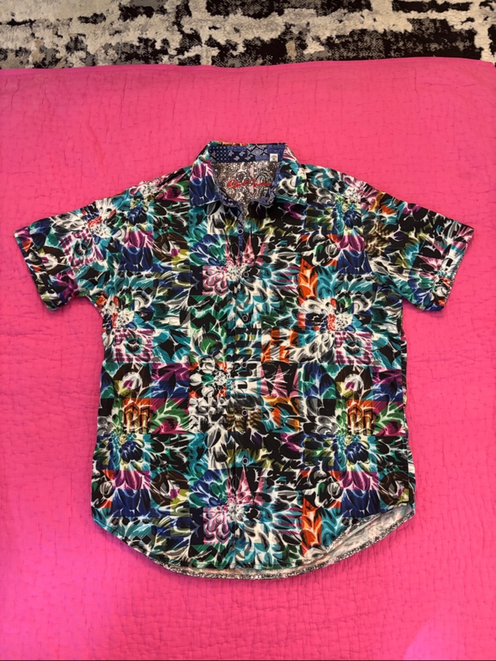 Robert Graham Men's Short-Sleeve Floral Button-Down - Black Multi, M